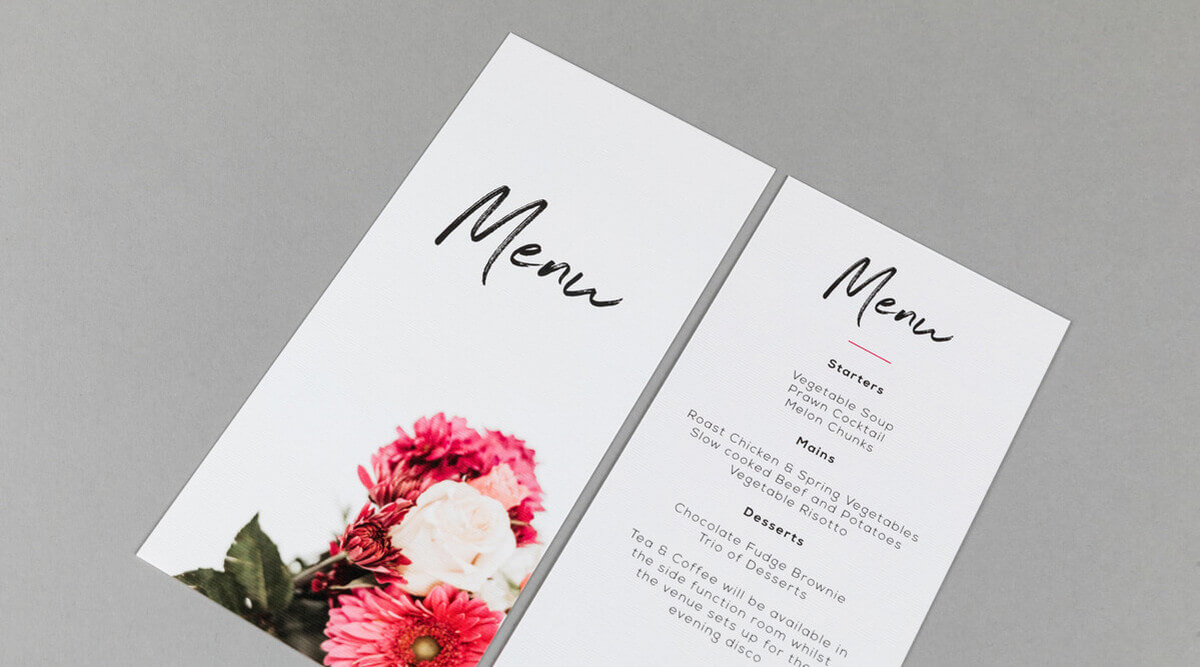 Flat Wedding Menus