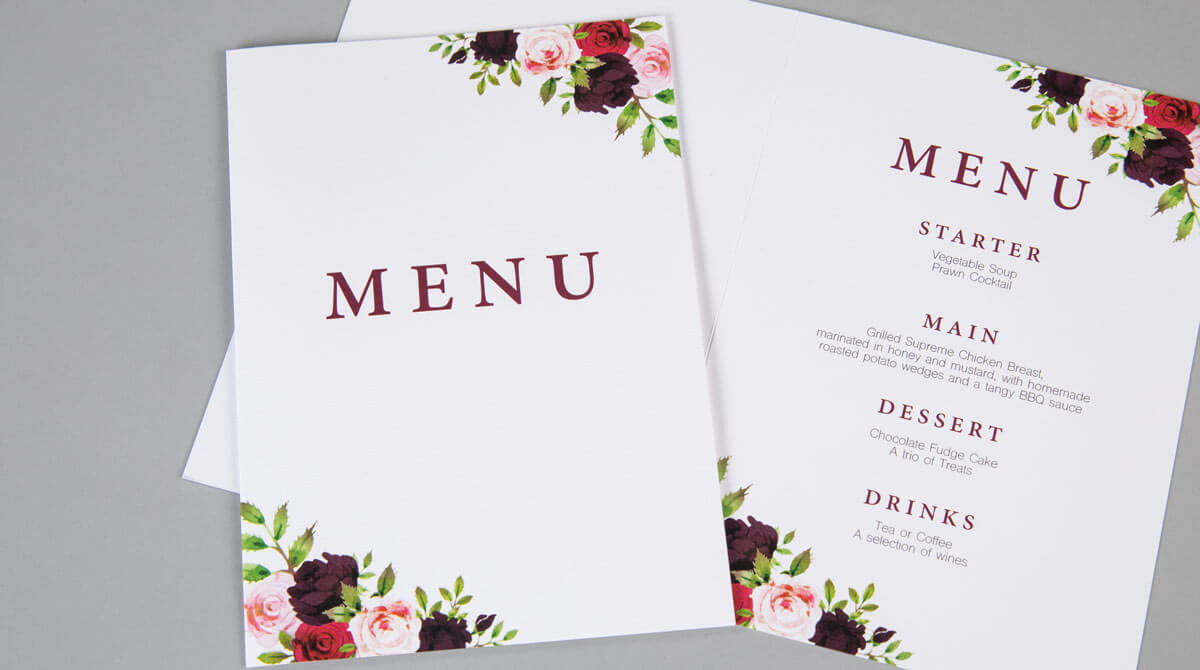 Folded Wedding Menus