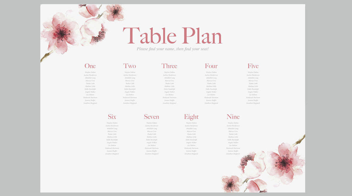 Print Wedding Table Plans