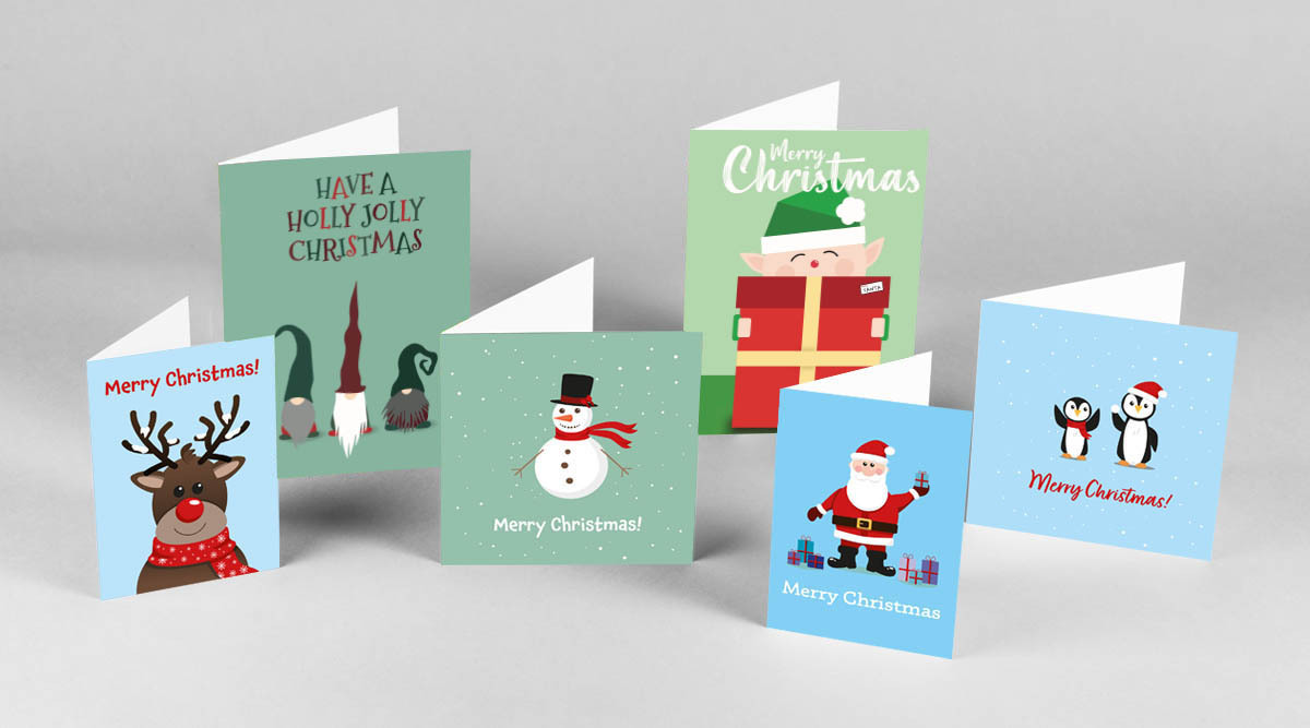 Various festive cartoon cards