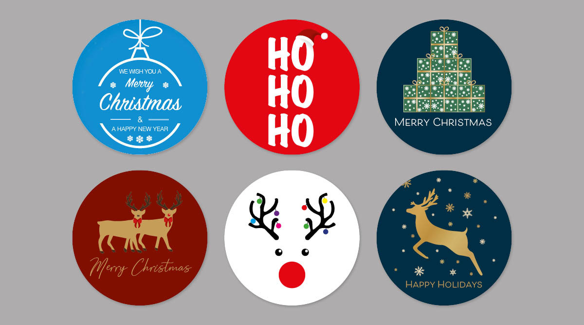 Collection of contemporary festive stickers