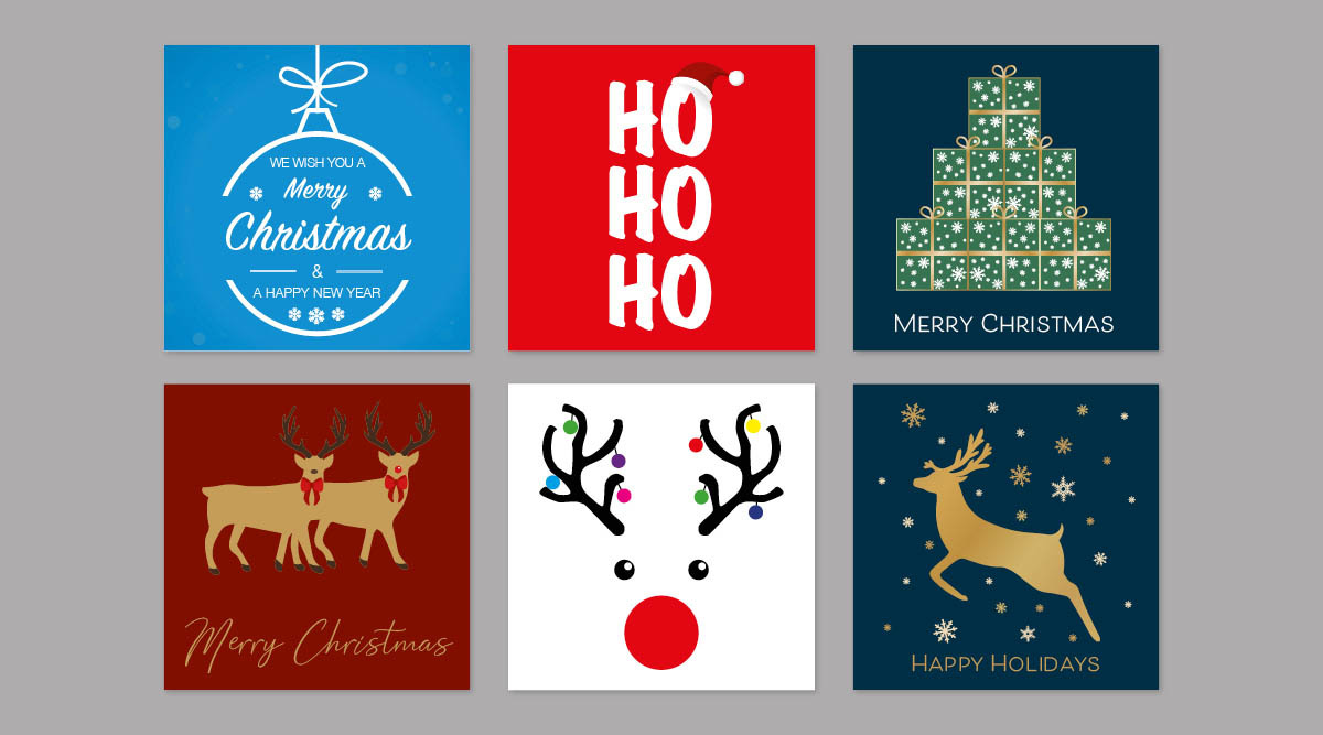 Square Christmas Stickers - Modern