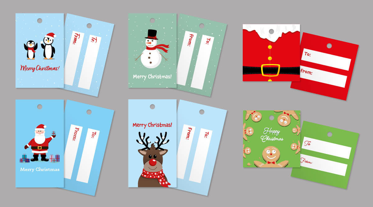 cartoon Christmas tags