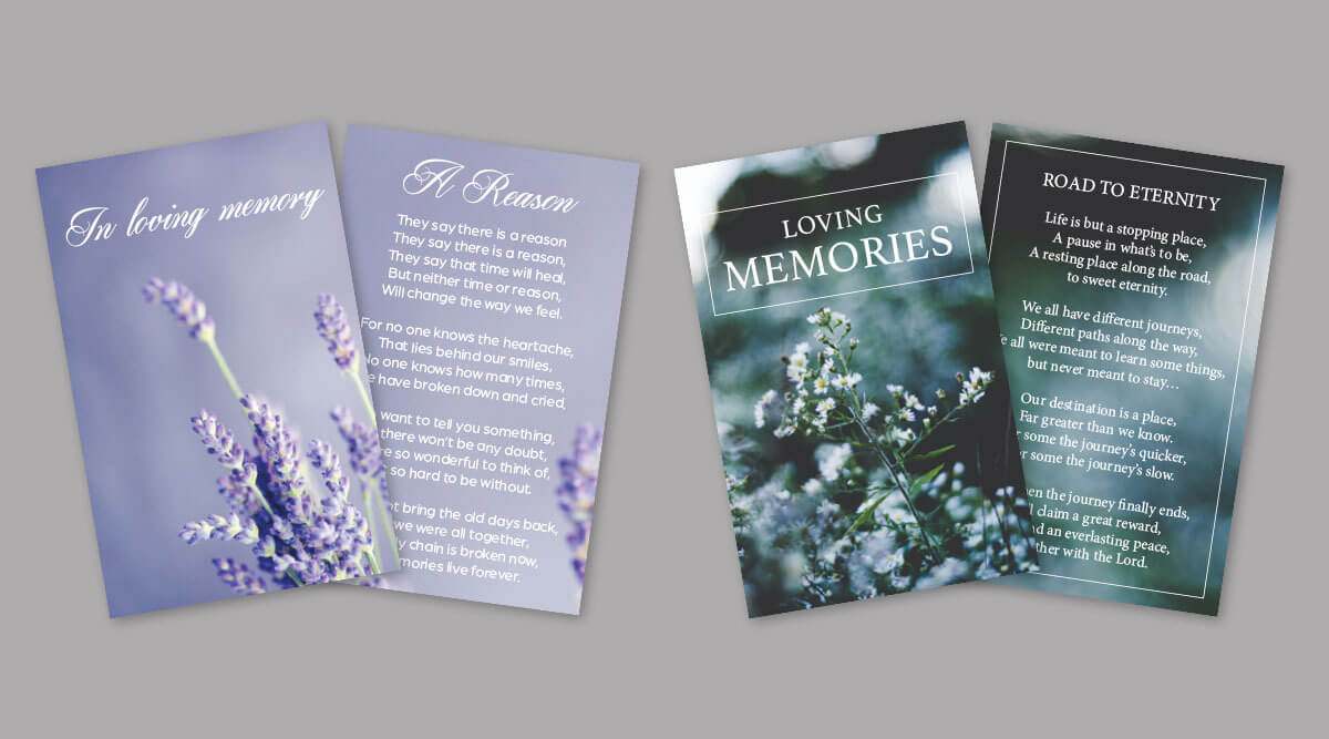 Memorial Cards Wallet Size