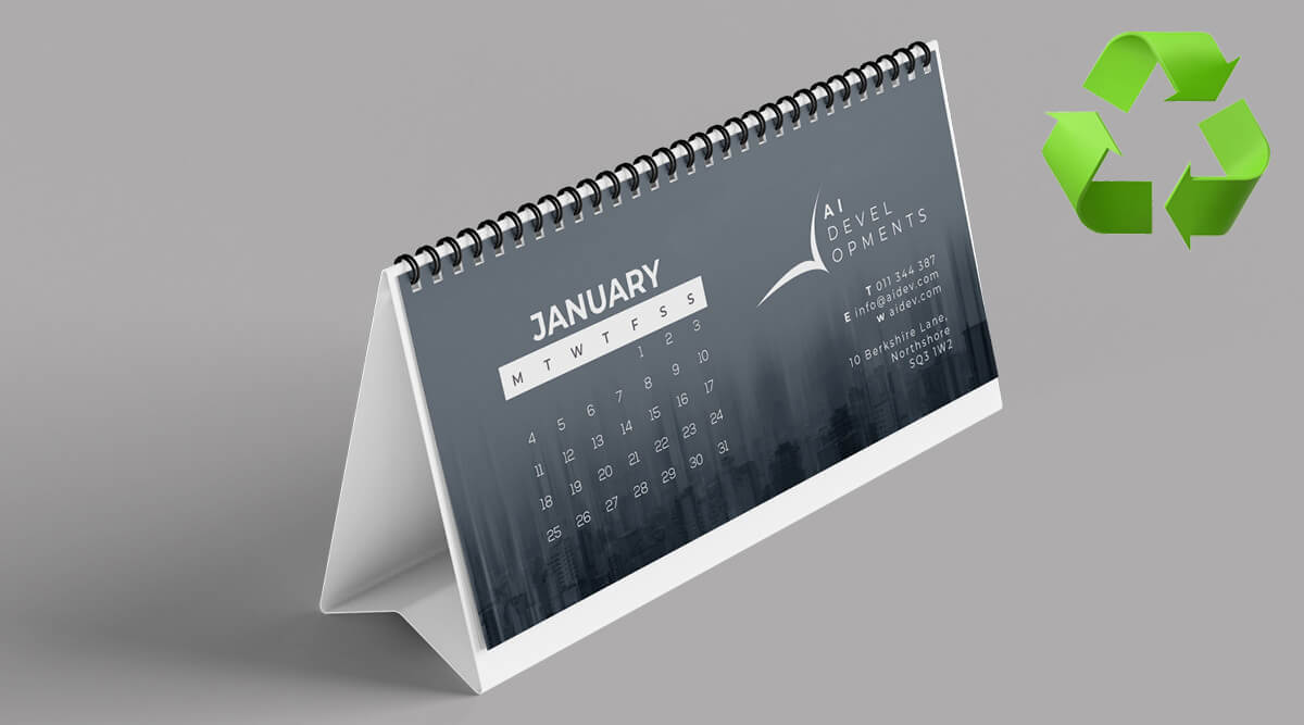 Recycled Wiro Bound Desk Calendar