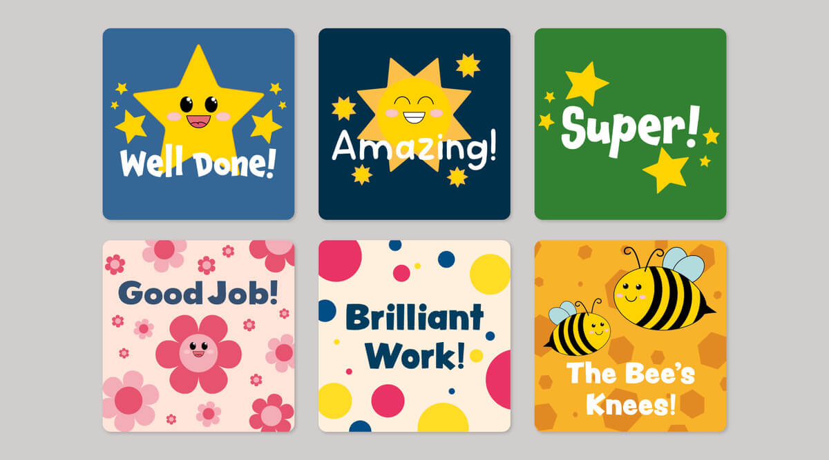 School Achievement Stickers Square